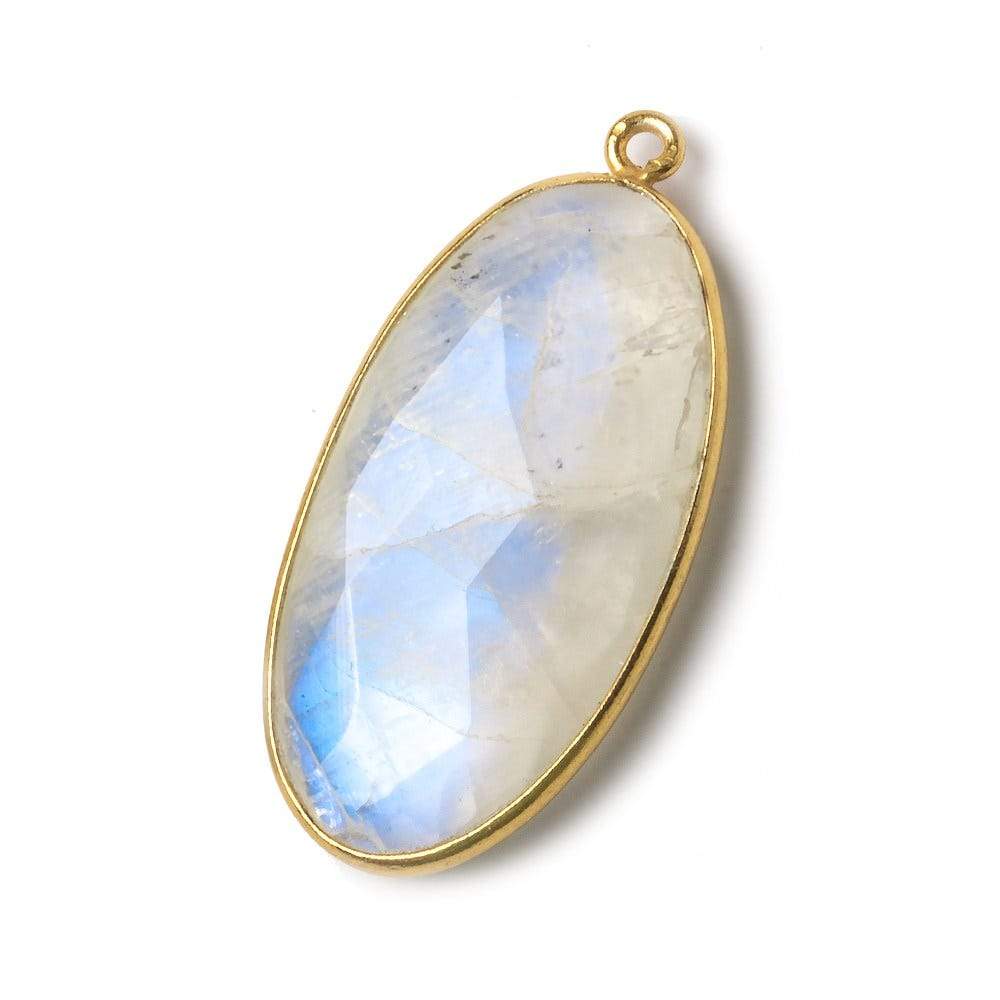 33x17mm Vermeil Bezel Rainbow Moonstone Faceted Oval Pendant 1 piece (ONLINE ORDER ONLY)