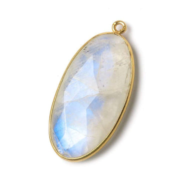 33x17mm Vermeil Bezel Rainbow Moonstone Faceted Oval Pendant 1 piece (ONLINE ORDER ONLY)
