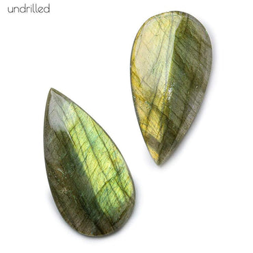 34x18x4mm Labradorite Gem Quality Pavilion Facet Pear Focal Set of 2 (ONLINE ORDER ONLY)