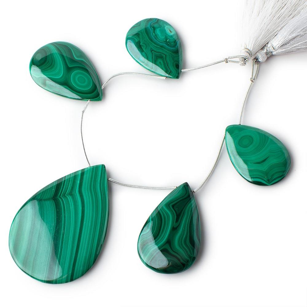 34x24-60x41mm Malachite Plain Pear Briolettes 6.5 inch 5 Beads (ONLINE ORDER ONLY)