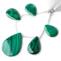 34x24-60x41mm Malachite Plain Pear Briolettes 6.5 inch 5 Beads (ONLINE ORDER ONLY)