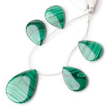 34x25-49x36mm Malachite Plain Pear Briolettes 6 inch 5 Beads (ONLINE ORDER ONLY)