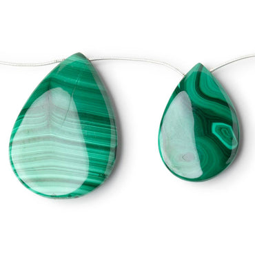 34x25-49x36mm Malachite Plain Pear Briolettes 6 inch 5 Beads (ONLINE ORDER ONLY)