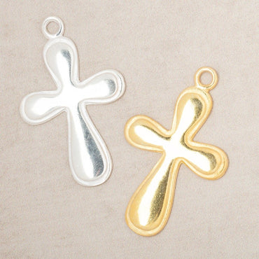 34x25mm Groovy Cross Pendant Charm 1 piece (ONLINE ORDER ONLY)