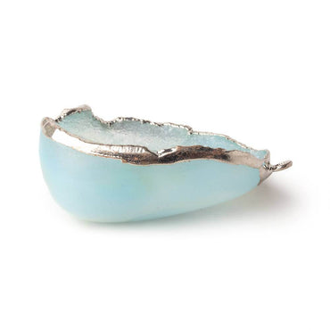 34x25x13mm Silver Leafed Sky Blue Concave Drusy Focal Pendant 1 piece (ONLINE ORDER ONLY)
