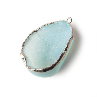 34x25x13mm Silver Leafed Sky Blue Concave Drusy Focal Pendant 1 piece (ONLINE ORDER ONLY)