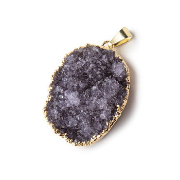 34x29x11mm Gold Leaf Edged Amethyst Drusy with Bail 1 piece (ONLINE ORDER ONLY)