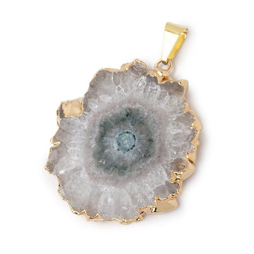 34x32mm Gold Leafed Amethyst Solar Quartz Slice Pendant 1 focal piece (ONLINE ORDER ONLY)