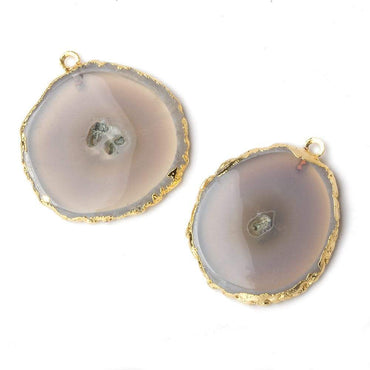 34x33mm Gold Leafed Natural Stalactite Solar Quartz Coin Pendant 1 piece (ONLINE ORDER ONLY)