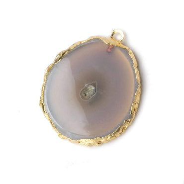 34x33mm Gold Leafed Natural Stalactite Solar Quartz Coin Pendant 1 piece (ONLINE ORDER ONLY)