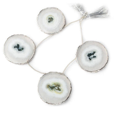 34x34-40x39mm Silver Leafed Solar Quartz Slices AAA Grade 4 pieces (ONLINE ORDER ONLY)