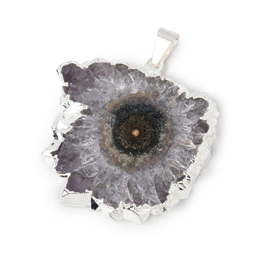 34x38mm Silver Leafed Amethyst Solar Quartz Slice Pendant 1 focal piece (ONLINE ORDER ONLY)