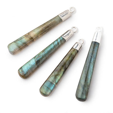 34x6-40x7mm Silver Leafed Labradorite Pear Pendant 1 piece (ONLINE ORDER ONLY)