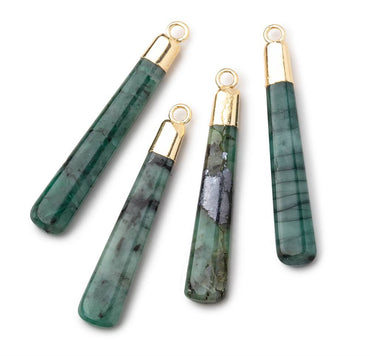 34x6mm Gold Leafed Emerald Plain Pear Pendant 1 piece (ONLINE ORDER ONLY)