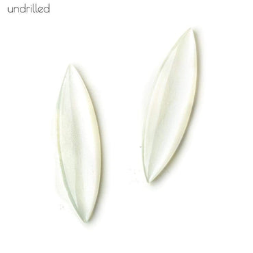 34x9x3mm White Moonstone Gem Quality Plain Marquise Focal Set of 2 (ONLINE ORDER ONLY)