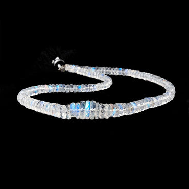 3.5-10mm Rainbow Moonstone Faceted Heishi Beads 12 inch 142 pieces AAA (ONLINE ORDER ONLY)