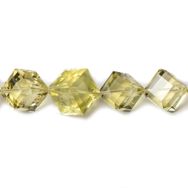 3.5-12mm Lemon Quartz Beveled Edge Cube beads 19 inch 63 pieces (ONLINE ORDER ONLY)
