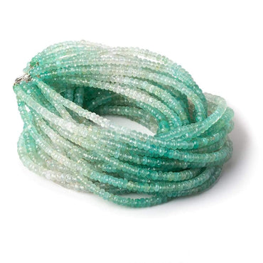 3.5-4.5mm Aqua Green Chalcedony faceted rondelles 18 inches 185 beads AA (ONLINE ORDER ONLY)