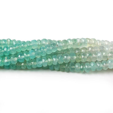 3.5-4.5mm Aqua Green Chalcedony faceted rondelles 18 inches 185 beads AA (ONLINE ORDER ONLY)