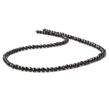 3.5-4.5mm Black Spinel Faceted Round Beads 16 inch 98 pieces (ONLINE ORDER ONLY)