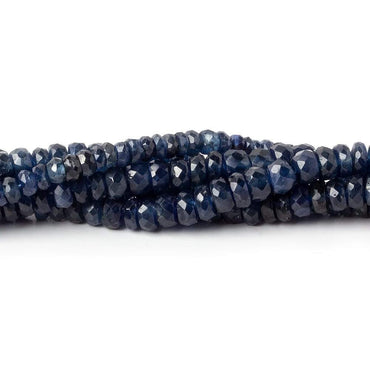 3.5-4.5mm Dark Blue Sapphire faceted rondelles 16 inches 210 beads AA (ONLINE ORDER ONLY)