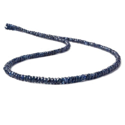 3.5-4.5mm Dark Blue Sapphire faceted rondelles 16 inches 210 beads AA (ONLINE ORDER ONLY)