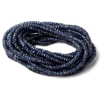 3.5-4.5mm Dark Blue Sapphire faceted rondelles 16 inches 210 beads AA (ONLINE ORDER ONLY)