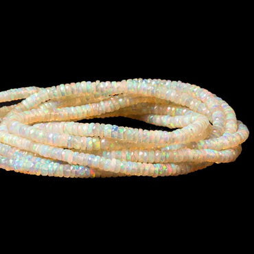 3.5-4.5mm Ethiopian Cream White Opal faceted heshi beads 16 inch 255 pieces (ONLINE ORDER ONLY)