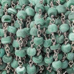 3.5-4.5mm Frosted Malachite plain rondelle Silver plated Chain by the foot 39 pcs (ONLINE ORDER ONLY)