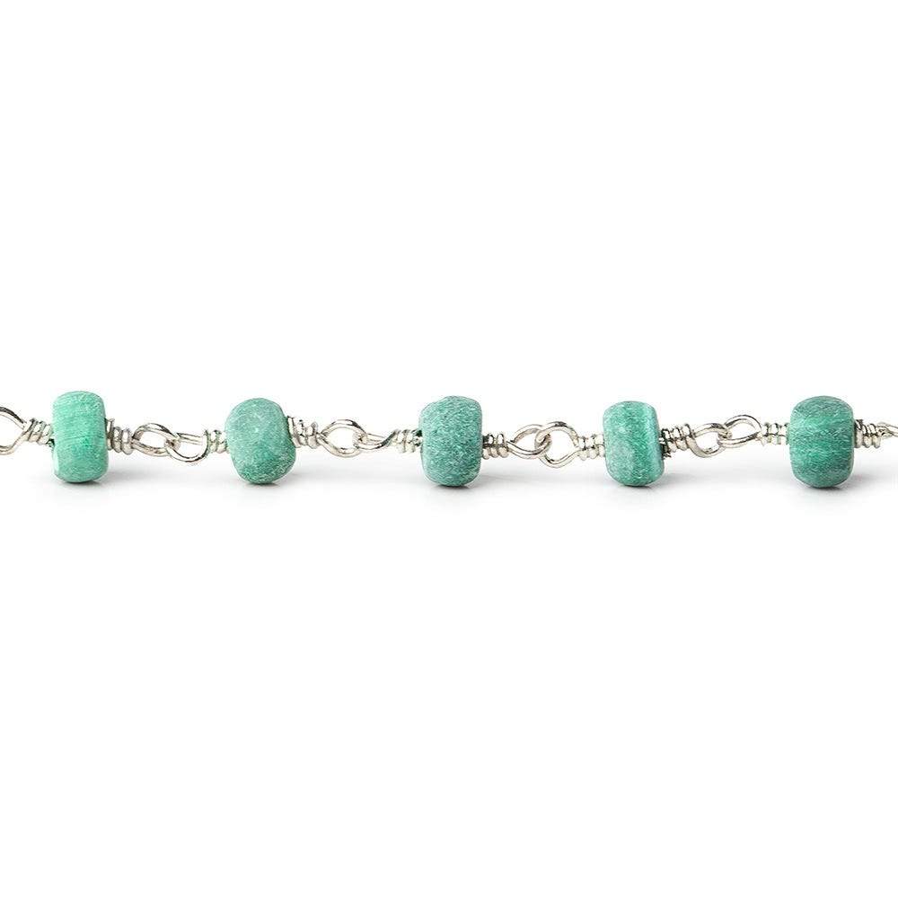 3.5-4.5mm Frosted Malachite plain rondelle Silver plated Chain by the foot 39 pcs (ONLINE ORDER ONLY)