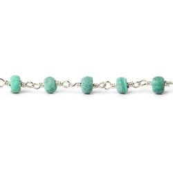 3.5-4.5mm Frosted Malachite plain rondelle Silver plated Chain by the foot 39 pcs (ONLINE ORDER ONLY)