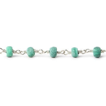 3.5-4.5mm Frosted Malachite plain rondelle Silver plated Chain by the foot 39 pcs (ONLINE ORDER ONLY)