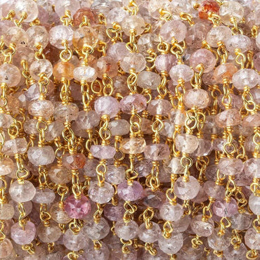 3.5-4.5mm Multi Color Topaz faceted rondelles on Vermeil Chain by the foot 40 beads per (ONLINE ORDER ONLY)