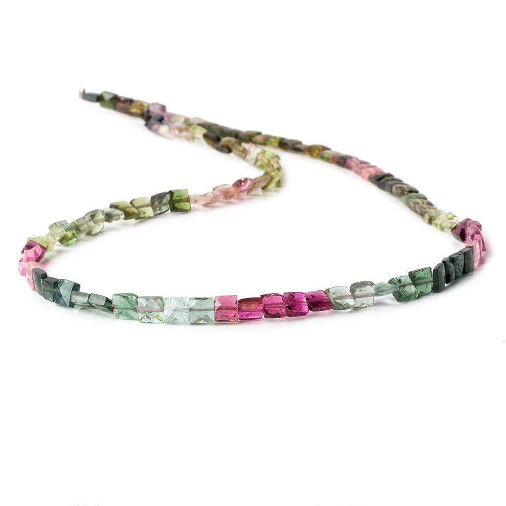 3.5-4.5mm Multi Color Tourmaline faceted Square Beads 14 inch 87 pieces (ONLINE ORDER ONLY)