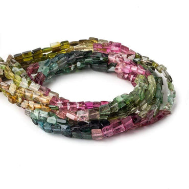 3.5-4.5mm Multi Color Tourmaline faceted Square Beads 14 inch 87 pieces (ONLINE ORDER ONLY)