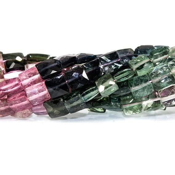 3.5-4.5mm Multi Color Tourmaline faceted Square Beads 14 inch 87 pieces (ONLINE ORDER ONLY)