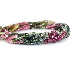 3.5-4.5mm Multi Color Tourmaline faceted Square Beads 14 inch 87 pieces (ONLINE ORDER ONLY)