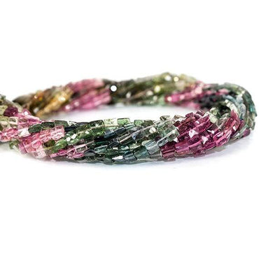3.5-4.5mm Multi Color Tourmaline faceted Square Beads 14 inch 87 pieces (ONLINE ORDER ONLY)