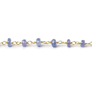 3.5-4.5mm Tanzanite faceted rondelle Vermeil Chain by the foot (ONLINE ORDER ONLY)