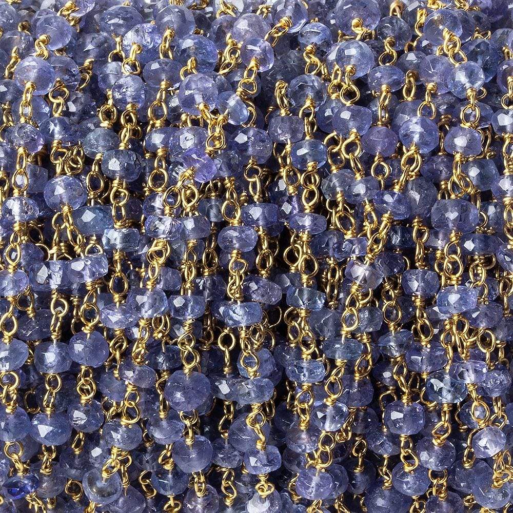 3.5-4.5mm Tanzanite faceted rondelle Vermeil Chain by the foot (ONLINE ORDER ONLY)