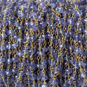 3.5-4.5mm Tanzanite faceted rondelle Vermeil Chain by the foot (ONLINE ORDER ONLY)