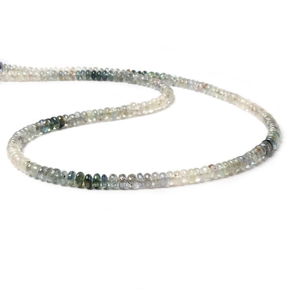 3.5-4.5mm White & Blue Sapphire plain rondelles 18 inch 200 beads (ONLINE ORDER ONLY)