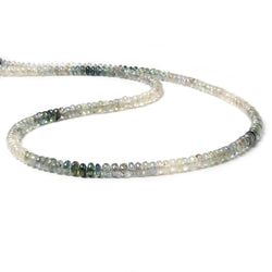 3.5-4.5mm White & Blue Sapphire plain rondelles 18 inch 200 beads (ONLINE ORDER ONLY)