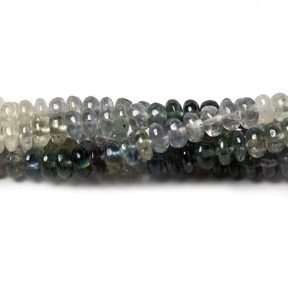 3.5-4.5mm White & Blue Sapphire plain rondelles 18 inch 200 beads (ONLINE ORDER ONLY)