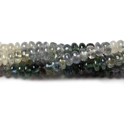 3.5-4.5mm White & Blue Sapphire plain rondelles 18 inch 200 beads (ONLINE ORDER ONLY)
