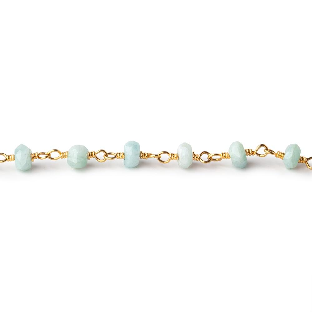 3.5-4mm Amazonite faceted rondelle Gold Chain by the foot 36 pieces (ONLINE ORDER ONLY)