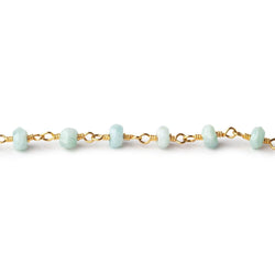 3.5-4mm Amazonite faceted rondelle Gold Chain by the foot 36 pieces (ONLINE ORDER ONLY)