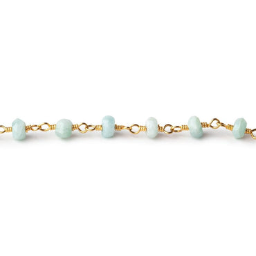 3.5-4mm Amazonite faceted rondelle Gold Chain by the foot 36 pieces (ONLINE ORDER ONLY)