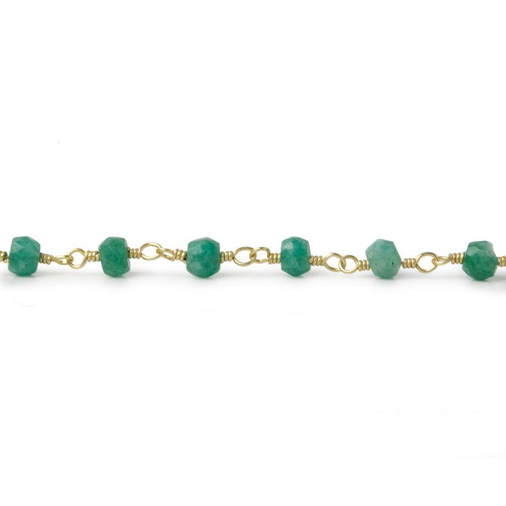 3.5-4mm Amazonite faceted rondelle Gold plated Chain by the foot 34 beads (ONLINE ORDER ONLY)