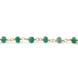 3.5-4mm Amazonite faceted rondelle Gold plated Chain by the foot 34 beads (ONLINE ORDER ONLY)